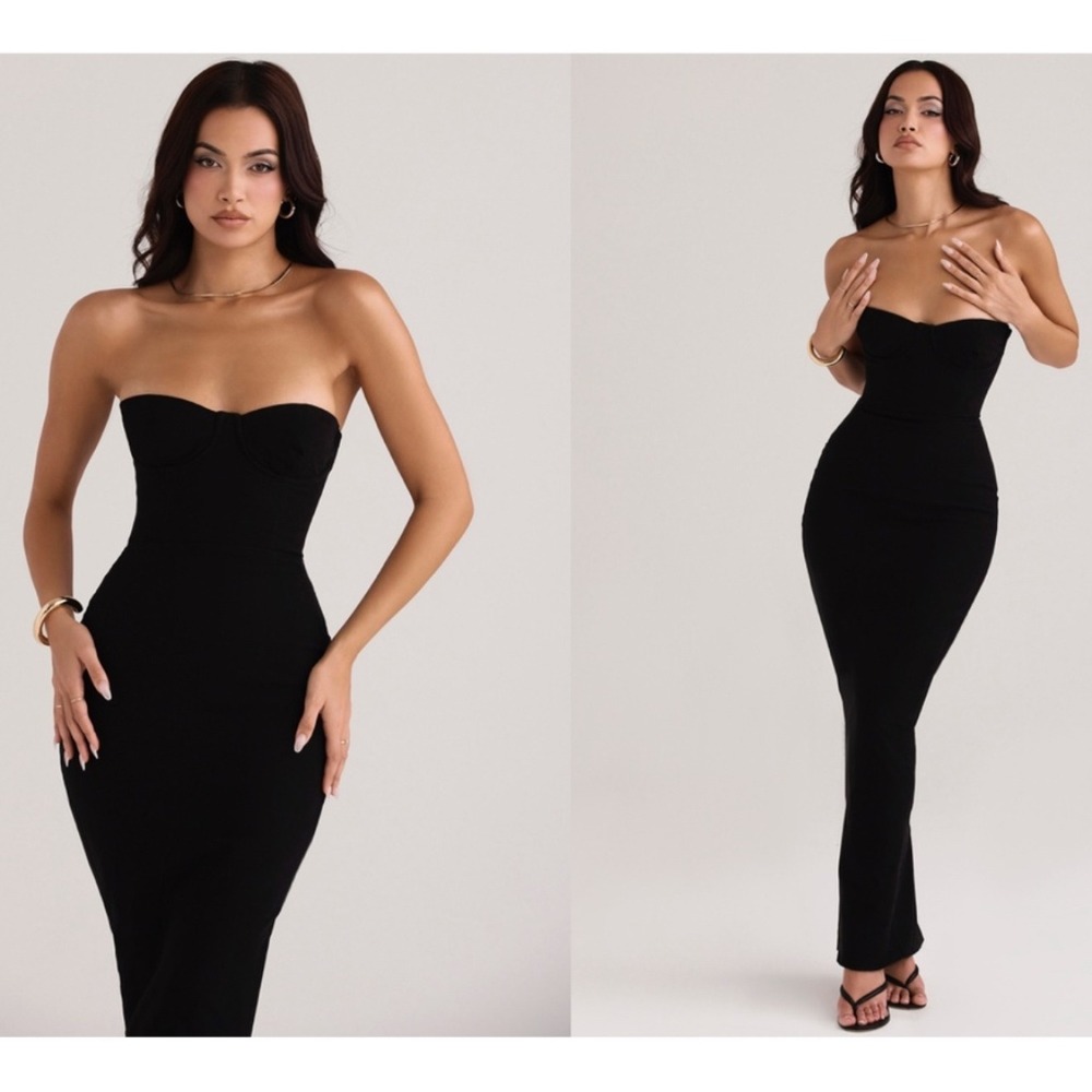 House of CB Strapless Black Maxi Dress